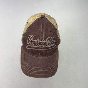 Virginia Tech Hat Legacy Trucker Cap Brown Tan Distressed Mesh Dad NCAA